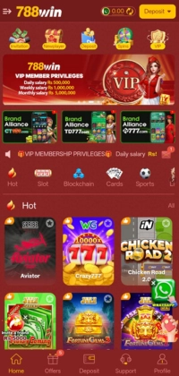 966 PK Game 6 788Win homepage interface with VIP membership, games, and online earning options